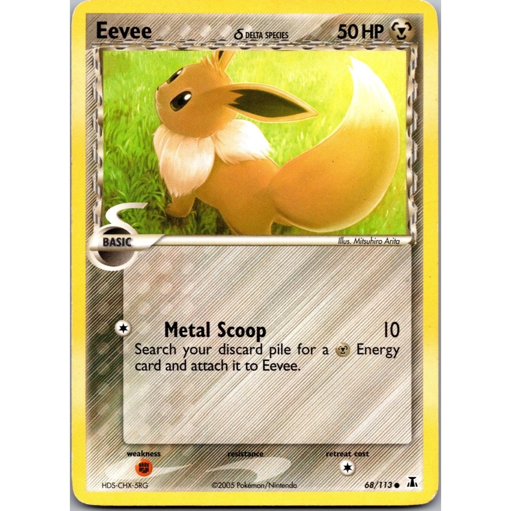 Eevee 68/113 EX Delta Species Common Metal Type Pokemon Card 2005 LP
